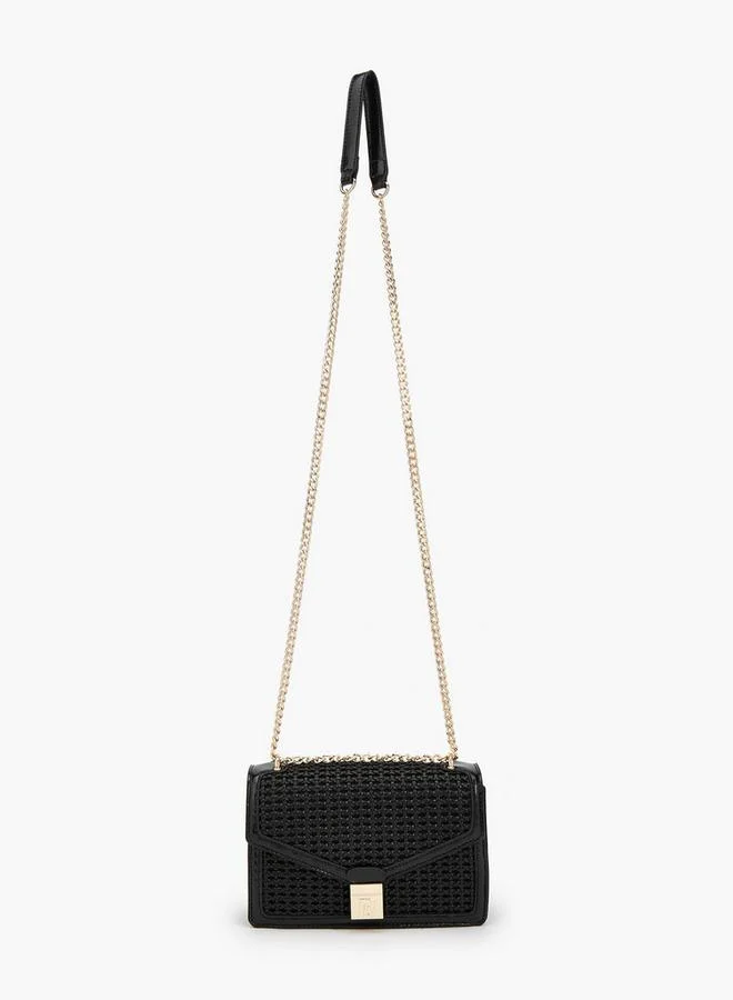 Flora Bella By Shoexpress Flora Bella Textured Crossbody Bag With Chain Strap